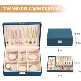 Caja Organizadora de Joyas para Mujer, 2 Niveles, Cuero PU con Cerradura