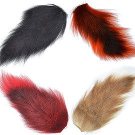 The Fly Fishing Place Fly Tying Materials - Pro Grade Medium Bucktails Master Pack - 4 Colors - Natural White Black Red Orange Tube Fly Streamer Deer Tail Hair