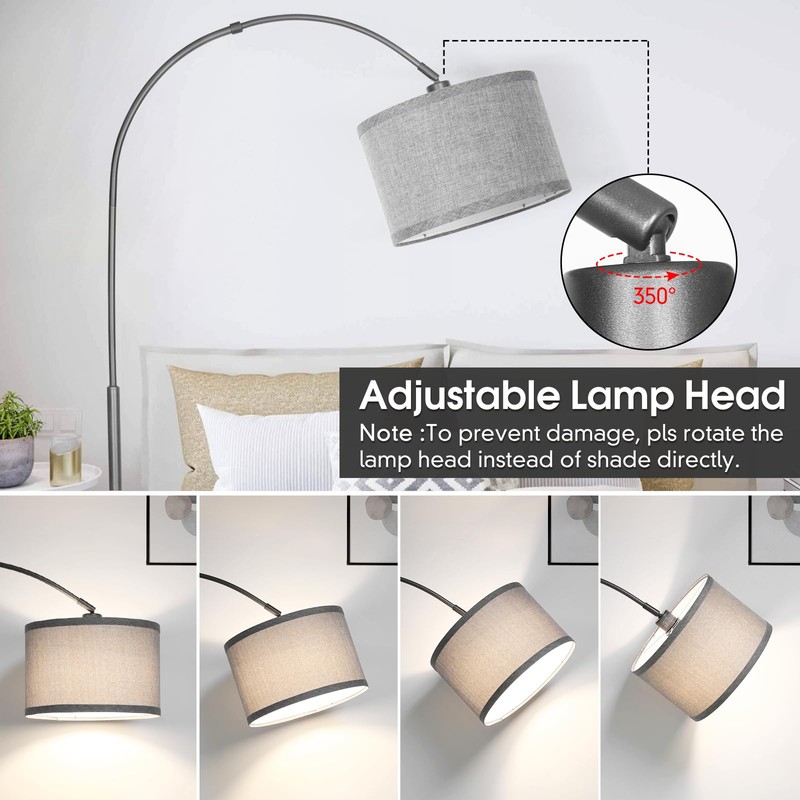 Arc Floor Lamp with Dimmer, Dimmable Floor Lamp for Living