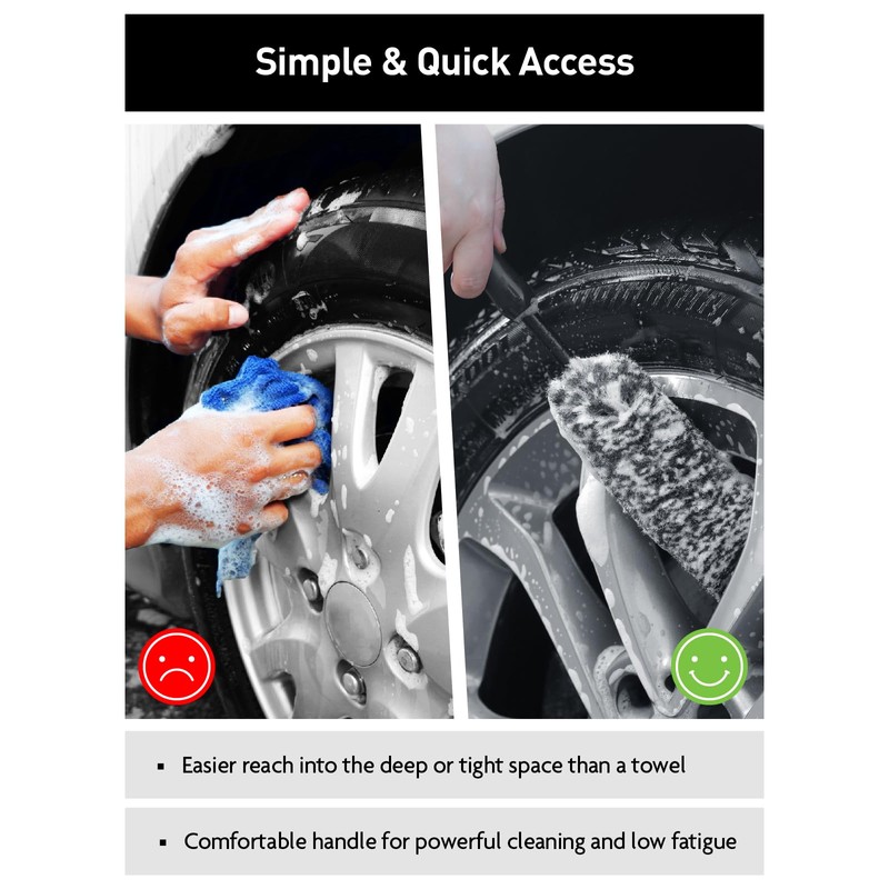 Fantasticlean 6PCS Car Wheel Cleaning Pro Kit, Tire Brush, Soft-bristled