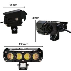 Yolispa Motorcycle Additional Headlight Fog Light, Three Light Modes LED Work Light Tractor, Three Lenses LED Work Light for Off-Road Truck Tractor