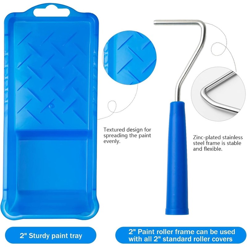 Mister Rui 2" Paint Roller Set, 2" Microfiber Fabric Cover*3,