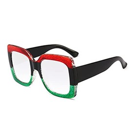 bullabulling Ladies Reading Glasses Stylish Frame - Oversized Square Design Reader Eyeglasses for Women (Pink green, 1.50)