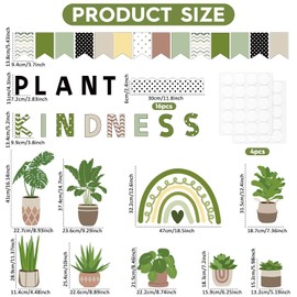 ZOiiWA 98 Pcs Summer Greenery Bulletin Board Decorations Plant Kindness Bulletin Board Set Greenery Classroom Decoration Colorful Greenery Rainbow Cutouts for School Home Office Wall Decor