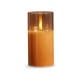 Raz Imports Holiday Candles 2023 3" X 6" Gold Glass Ivory Pillar Candle