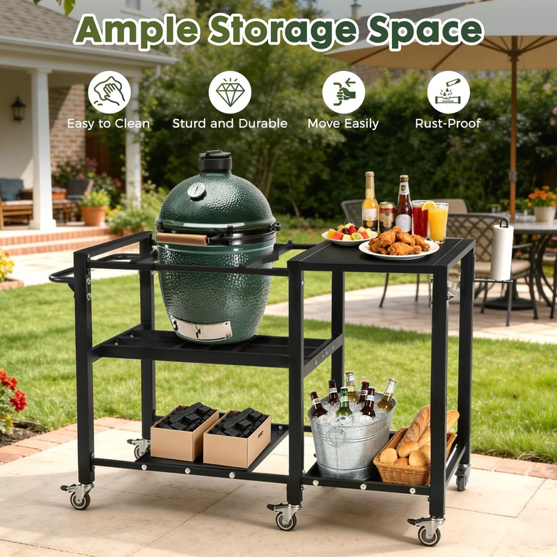 GVGBUK Outdoor Grill Table for Big Green Egg, BBQ Cart