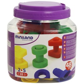Miniland Plastic Screws and Nuts in Tub (48 Pieces)