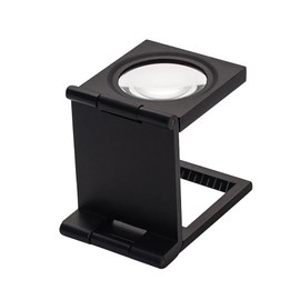 10X Hand Free Magnifier Desktop Magnifier Three-folding Magnifying Glass Pocket Magnifying Glass Magnifying Aids Tool with Scale Base for Reading Sewing Printing Repair Black Leather Pouch