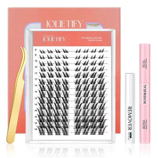 Jolietify Lash Extension Kit, DIY Cluster Lashes, 8-16mm Faux Mink,