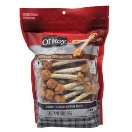 Ol' Roy Beefhide Chicken Coated Munchy Sticks 40 Count Dog Treats, 16.9 Ounce Bag