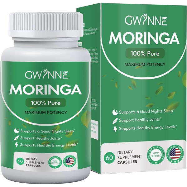 GWYNNE Cápsulas de Moringa 800mg Superalimento verde ecológico, rico en