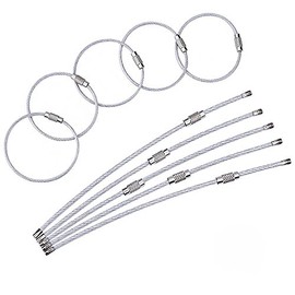 TSJ 20pcs Stainless Steel String Wire Keychain，5.9 inch Cable Key Ring Hanging Loops for Outdoor Hiking, Luggage Tag