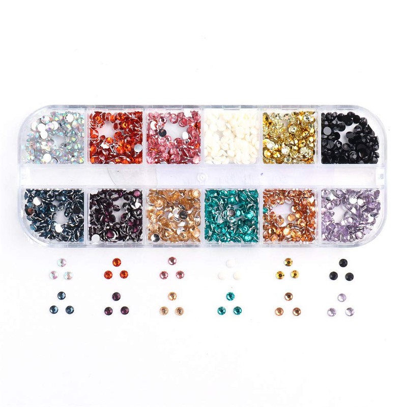2 Box 12 Colors Clear Colorful Blue Nail Stone Rhinestone