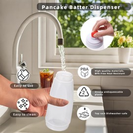 KVIFIVK Pancake Batter Dispenser with Blender Balls, Pancake Shaker Batter Dispenser Bottle Baking Tool .Kitchen Batter Squeezer Bottle Suitable for Cupcakes, Pancakes, and Muffins (2pack)