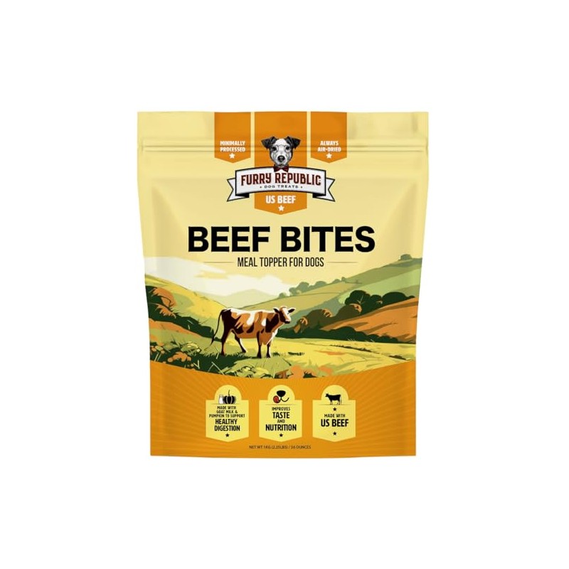 Furry Republic Beef Bites (Meal Topper for Dogs) 2.25 LBS,