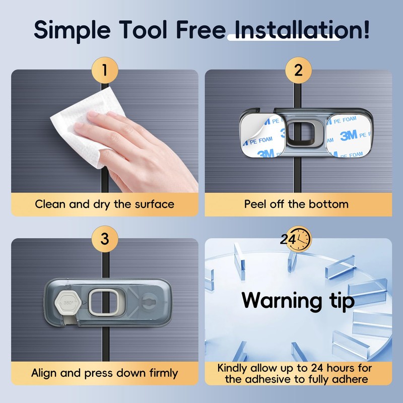 Blissleaf 5-Pack Fridge Locks, Child Proof Refrigerator/Freezer Door Lock, Child