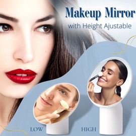 Makeup Mirror with Height Ajustable Tabletop Countertop Bathroom Stylish Mirror White