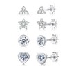 wynn's Earrings 925 Silver Stud Earrings, 4 Pairs of Stud