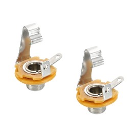 MECCANIXITY Guitar Input Jack 1/4" Stereo Jack Mono Panel Mount Socket Silver for Guitar Bass Speakers Footswitch 2pcs