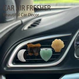ORIESSE 4pcs Boho Car Air Freshener Vent Clips Moon Seashell Heart Butterfly Natural Stone Vent Clips Car Accessories Car Decor for Women Best Wishes for Lover Friends