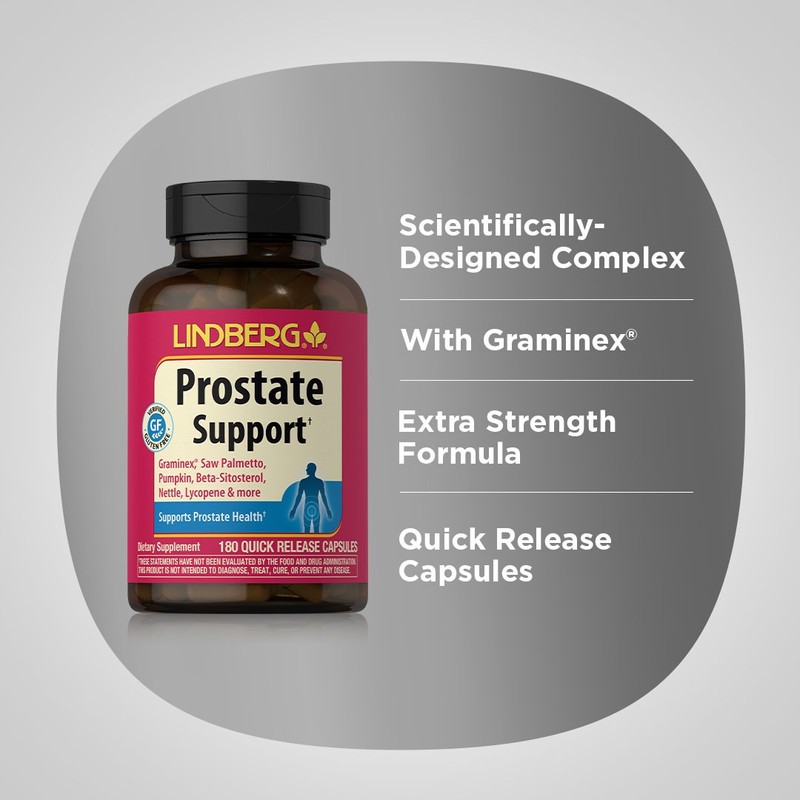 Lindberg Prostate Supplement | 180 Count | Saw Palmetto, Pumpkin