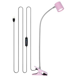 Dott Arts Desk Lamp,USB Clip On Light with 3 Color Modes,LED 10 Levels Brightness Reading Lamp, 360°Gooseneck Book Light,Eye-Care Reading Light for Home Office,Headboards Pink