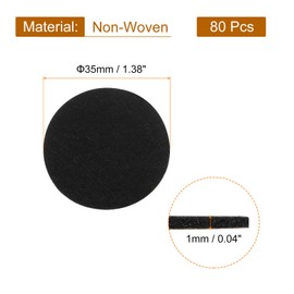 uxcell 80Pcs Round Black Non-Woven Felt Circles, 35mm (1-3/8") Self-Adhesive Felt Pads for Sewing, Crafts, DIY Projects