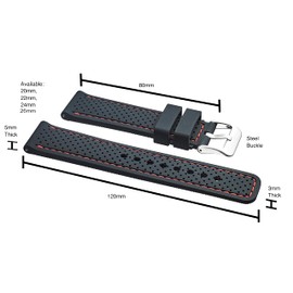 STUNNING SELECTION Premium Quality Sporty Silicone Waterproof Watch Band with Quick Release - Soft Rubber Watch Strap - Assroted Colors - 20MM, 22mm and 24mm, BLACK-RED, 22mm, Modern