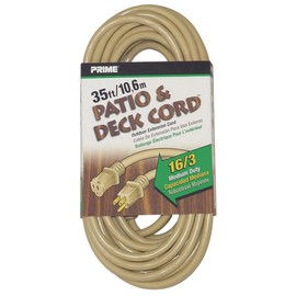Prime EC884627 35-Foot 16/3 SJTW Patio and Deck Extension Cord, Beige