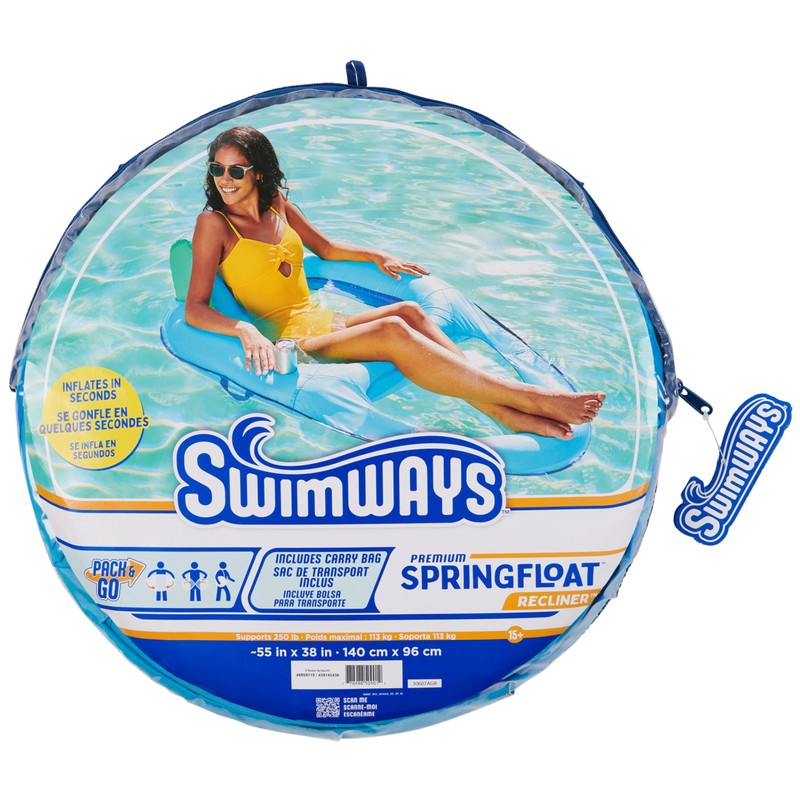 SwimWays Spring Float Premium Recliner Pool Lounger, Inflatable Pool Floats