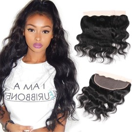 13x4 Lace Frontal Closure, Brazilian Body Wave Human Hair Extension– 16 Inch Ear-to-Ear, Pre-Plucked, Natural Black #1B, Long-Lasting & Versatile