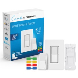 Lutron Claro Smart Switch 3-Way Kit for Caseta Smart Lighting, Includes Wall Plate, Pico Paddle Remote, and Bracket, Neutral Required, DVRF-PKG1S-WH