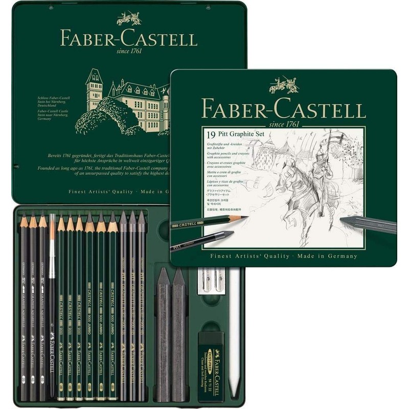 Faber-Castell - Pitt Graphite Set im Metalletui, medium, 19 +