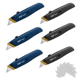 XW Retractable Utility Knife, Box Cutter Set for Cartons with Quick Blade Change, Extra 10 Blades Included, 6-Pack