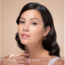 Claro Clivo Rose Gold Colored Lightweight Chunky Open Hoop Earrings For Women (30MM Hoop, 3.5MM Thickness, Stainless Steel Pin)