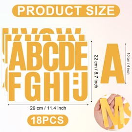 18 Sheets Capital Letter Stickers, 4 Inch Large Sticky Waterproof Alphabet Sticker Self Adhesive Letters Stickers Stick On Scrapbook Letters Vinyl Alphabet Decals for Outdoor Decoration (Yellow)