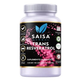 Trans-Resveratrol 100% Puro | 90 Cápsulas | Antioxidante Premium Saisa Herbal