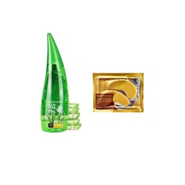 Gel Aloe Vera 99% 120 ml Calmante Post Sol Hidratante Facial y Corporal para Piel Irritada y Sensible Incluye Parche Ojeras 24K