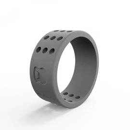 Men's Smoke Grey Perforated Silicone Ring Size 08