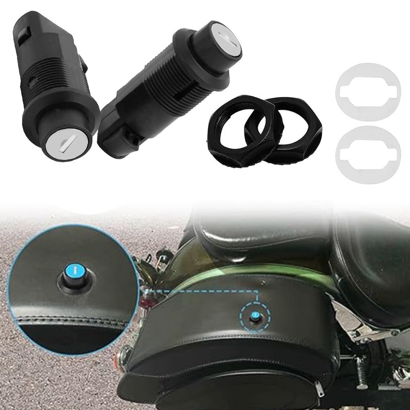 Motorcycle Hard Saddlebag Lock Set, Universal RS Lock with 2