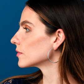 Diamond Treats 925 Sterling Silver Hoop Earrings for Women and Teenage Girls, Sparkling Diamond Cut 40 mm Silver Hoop Earrings for Women, Simple Silver Hoops Earrings for Women in 40 mm Diameter