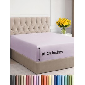 Sábana bajera extra profunda individual XL – Sábana bajera ajustable de lujo individual – Se adapta fácilmente a colchones de 18 a 24 pulgadas, ultra suave, sin arrugas con bolsillos extra profundos,