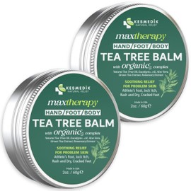 KESMEDIK Tea Tree Oil MaxTherapy Balm, Itchy Skin Relief, Soothing for Rashes, Jock Itch, Athlete’s Foot, Chafing, Insect Bites, Folliculitis, Dry Sensitive Skin, Effective & Safe for All Ages, 2-Pack