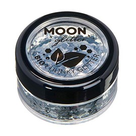 Biodegradable Eco Chunky Glitter by Moon Glitter - Silver - Cosmetic Bio Festival Makeup Glitter for Face, Body, Nails, Hair, Lips - 3g