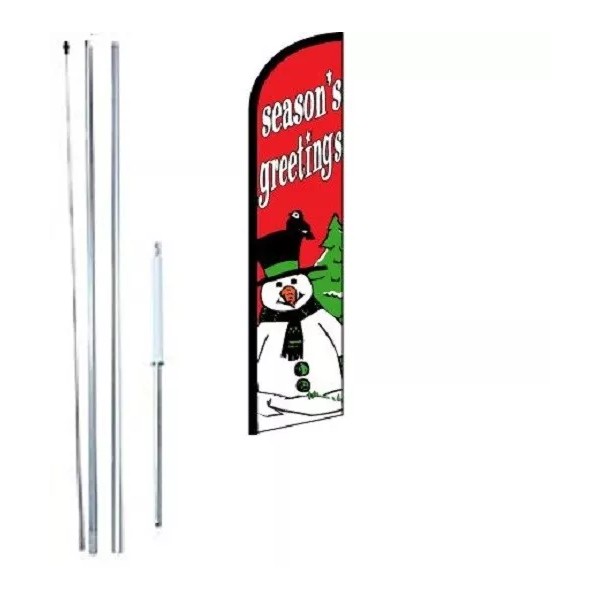 Season's Greetings (Snowma Windless Swooper Flag With Complete Hybrid Pole