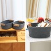 Small Woven Basket with PU Leather Handle, Cute Cotton Rope