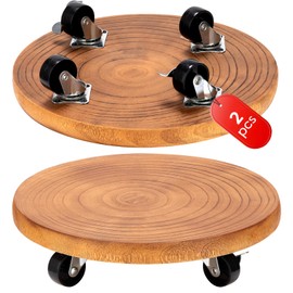 Yangbaga 2Pack 12inches Tree Plant Stand with Wheels,Rolling Plant Caddy with Wheels Heavy Duty- Plant Rollers with Lockable Casters for Outdoor/Indoor/Plant Pot/Flower Pot/Patio