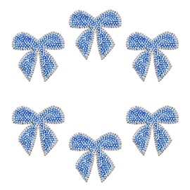 PATIKIL Bow Rhinestone Patches, 6 Pcs Bow Shape Sew/Iron on Applique Patches Rhinestone Applique Glitter Crystal Patches for Shoes Clothes Pants Bags Hats Shirts DIY Crafts, Blue
