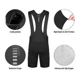 Przewalski Men's Cycling Bib Shorts, 4D Padded Bike Bicycle Tights UPF 50+