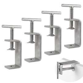 EXLECO Set of 4 15-60 mm C Clamp Stainless Steel C Clamps Screw Clamp Carrier Clamp Fixing Pliers Table Clamp Support Clamp for Woodwork Welding Carpentry Adjustable Jaw Openings